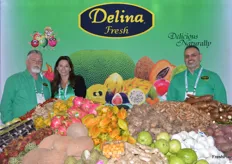 Steve Stutz, Deborah Dijkhuizen and Robert Ozug with Delina Fresh behind a beautiful display of tropical and exotic items. 